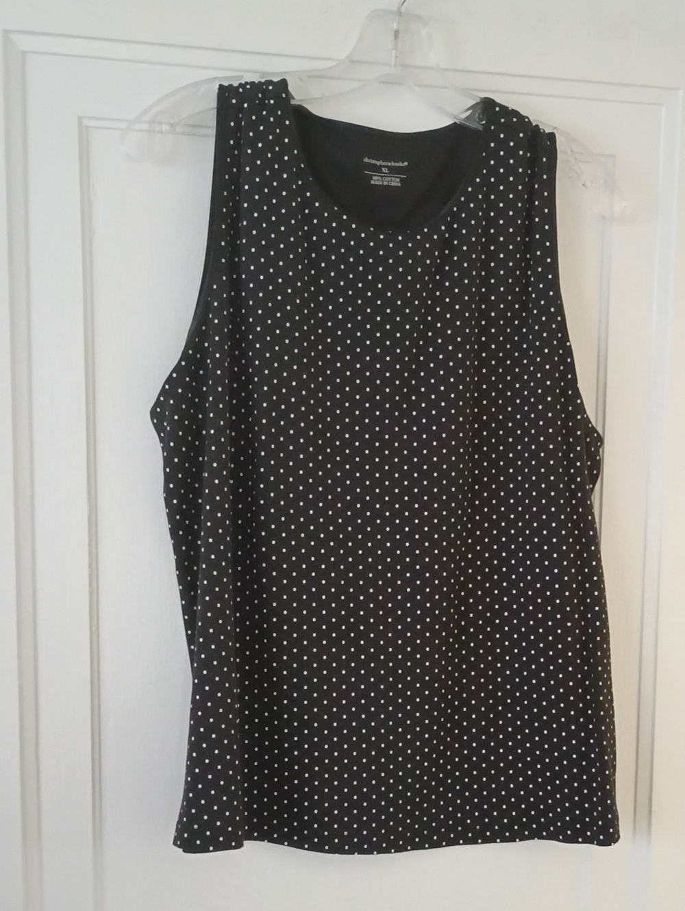 Christopher & Banks Black Tank with White Polka Dots